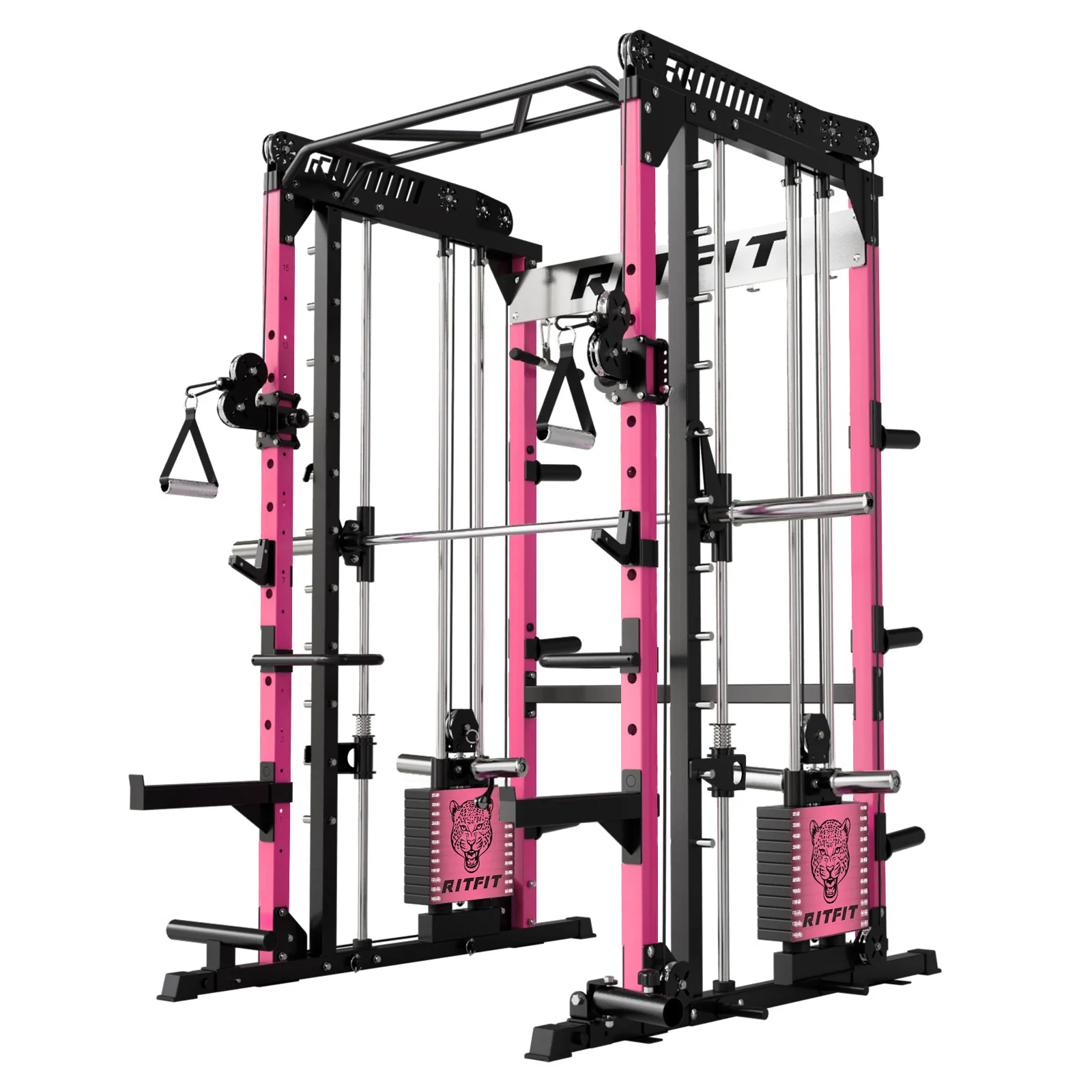 RitFit M1 PRO Multi-Functional Smith Machine with Cable Crossover System and Squat Rack for Home Gym - Image 23