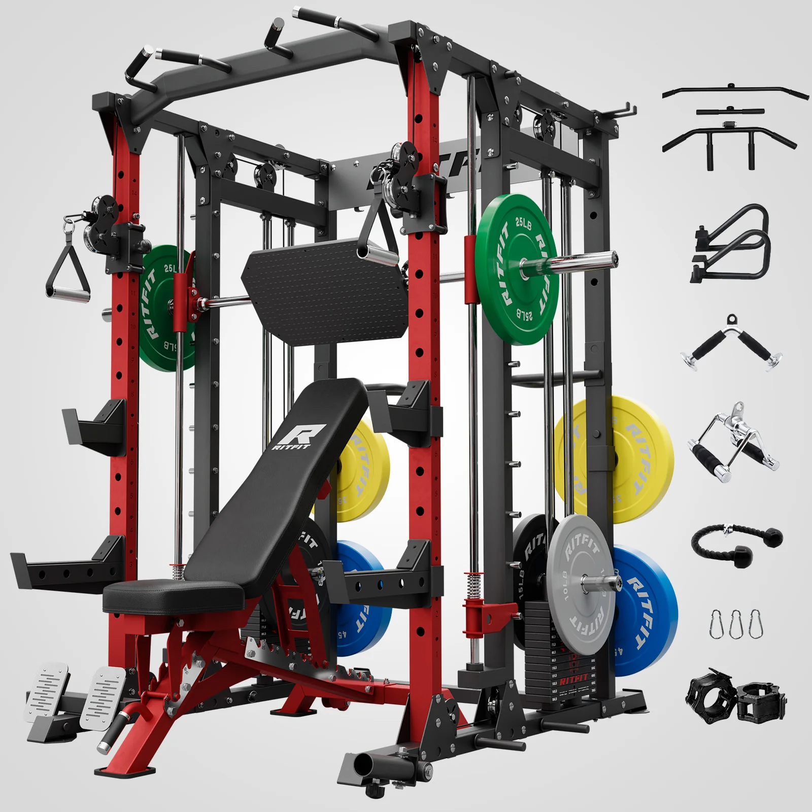 RitFit BUFFALO Smith Machine Home Gym Package with Weight Stack