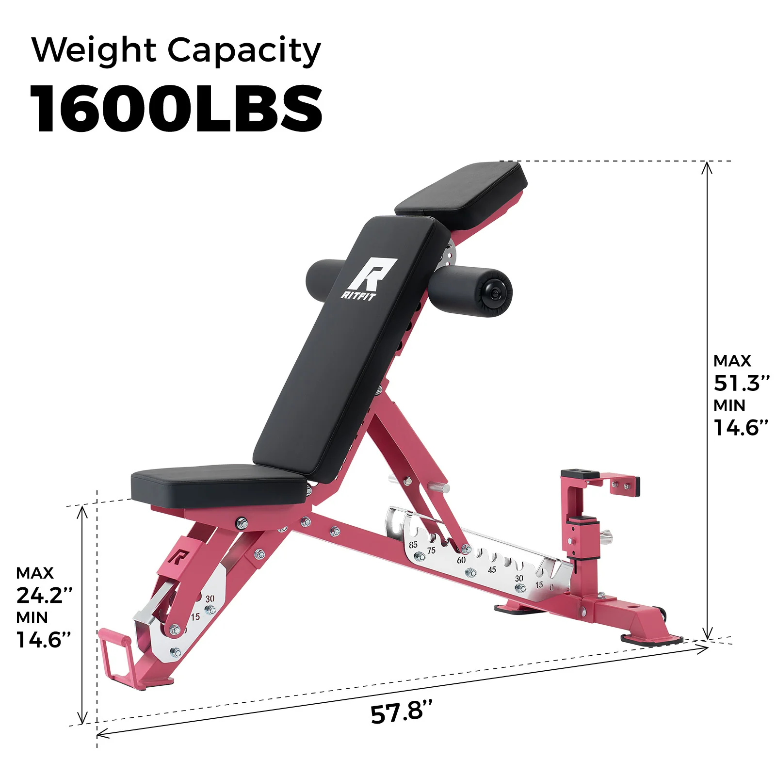 RitFit GATOR 1600LB Adjustable Weight Bench - Image 6